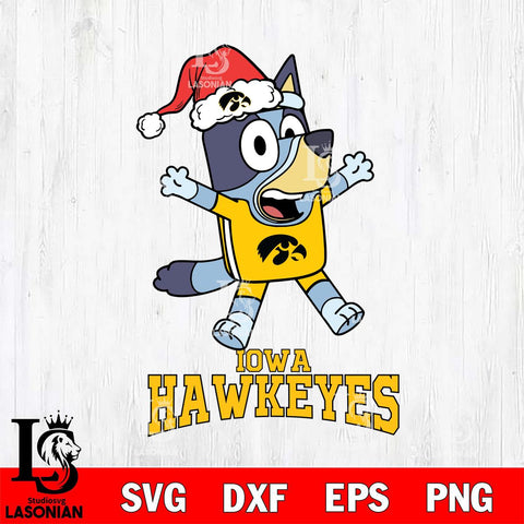 Iowa Hawkeyes Bluey Happy Christmas Svg Eps Dxf Png File, Digital Download