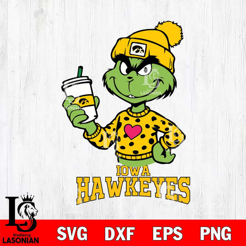 Iowa Hawkeyes Boujee Grinch Heart Christmas Cut Files Cricut, Svg Dxf Eps Png file, Digital download , Silhouette