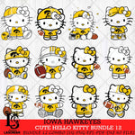 Iowa Hawkeyes Cute Hello Kitty Bundle 12 SVG Eps Dxf Png File, NCAA Bundle svg, Digital Download, Instant Download