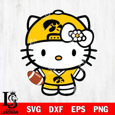 Iowa Hawkeyes Cute Hello Kitty Football 10 Svg Eps Dxf Png File, NCAA svg, Digital Download, Instant Download