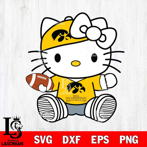 Iowa Hawkeyes Cute Hello Kitty Football 11 Svg Eps Dxf Png File, NCAA svg, Digital Download, Instant Download