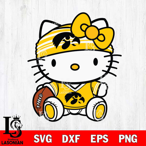 Iowa Hawkeyes Cute Hello Kitty Football 12 Svg Eps Dxf Png File, NCAA svg, Digital Download, Instant Download