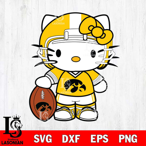 Iowa Hawkeyes Cute Hello Kitty Football 3 Svg Eps Dxf Png File, NCAA svg, Digital Download, Instant Download