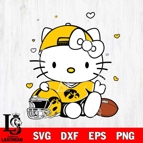 Iowa Hawkeyes Cute Hello Kitty Football Svg Eps Dxf Png File, NCAA svg, Digital Download, Instant Download