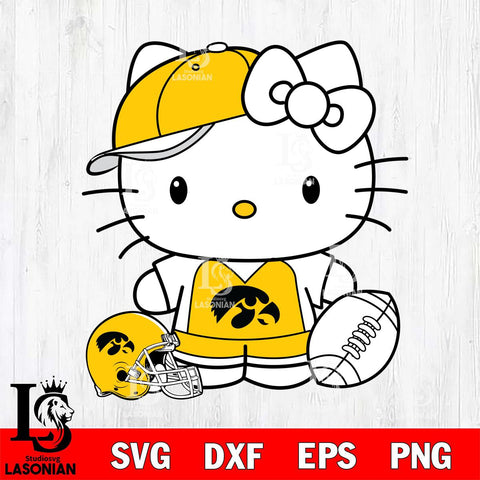 Iowa Hawkeyes Cute Hello Kitty Football 4 Svg Eps Dxf Png File, NCAA svg, Digital Download, Instant Download