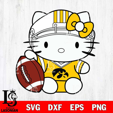 Iowa Hawkeyes Cute Hello Kitty Football 5 Svg Eps Dxf Png File, NCAA svg, Digital Download, Instant Download