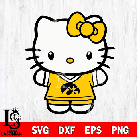 Iowa Hawkeyes Cute Hello Kitty Football 6 Svg Eps Dxf Png File, NCAA svg, Digital Download, Instant Download