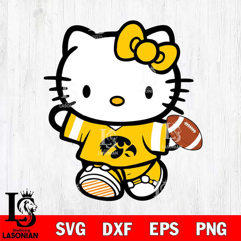 Iowa Hawkeyes Cute Hello Kitty Football 7 Svg Eps Dxf Png File, NCAA svg, Digital Download, Instant Download