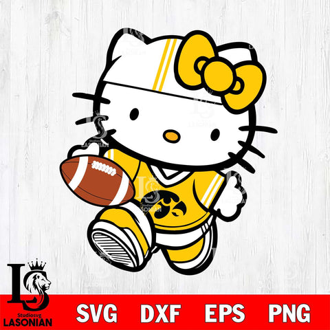 Iowa Hawkeyes Cute Hello Kitty Football 9 Svg Eps Dxf Png File, NCAA svg, Digital Download, Instant Download