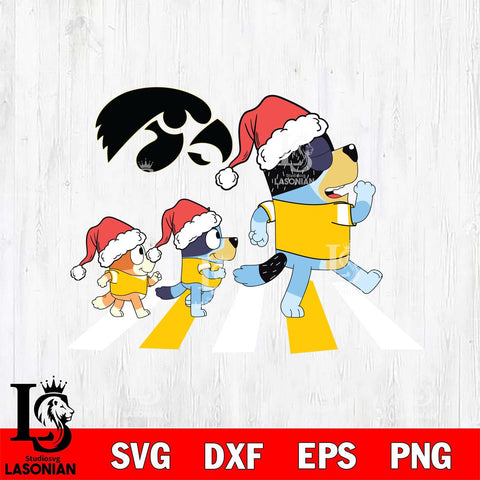 Iowa Hawkeyes Family Bluey Walking Christmas Svg Eps Dxf Png File, Digital Download, Instant Download