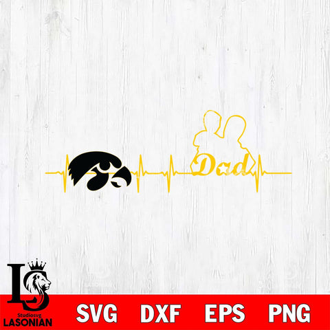 Iowa Hawkeyes Father Heart Beat Svg Eps Dxf Png File, Digital Download, Instant Download