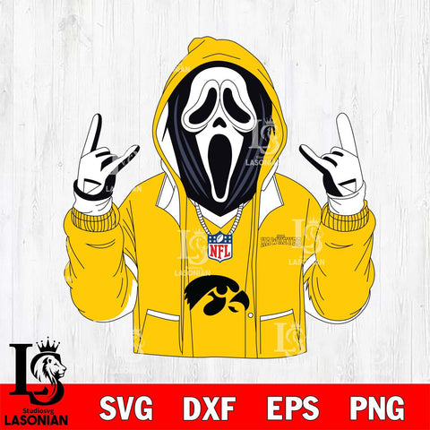 Iowa Hawkeyes Ghostface Scream Football Halloween Svg Eps Dxf Png File, NCAA svg, Digital Download, Instant Download