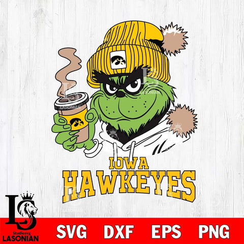 Iowa Hawkeyes Grinch Cofffe Hoodie Cut Files Cricut, Svg Dxf Eps Png file, Digital download , Silhouette