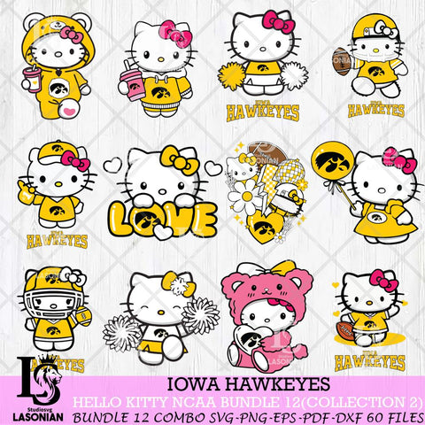 Iowa Hawkeyes Hello Kitty Bundle 12 SVG Svg Eps Dxf Png File, Digital Download, Instant Download