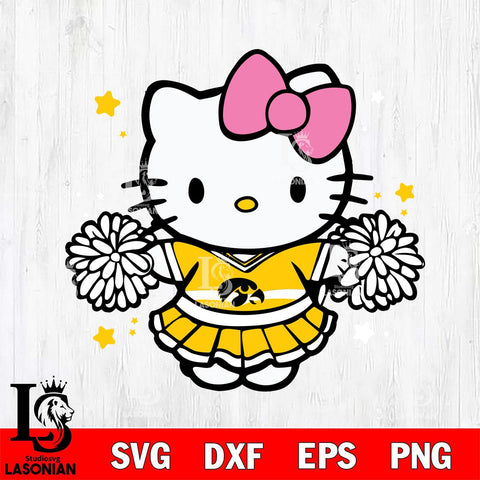 Iowa Hawkeyes Hello Kitty Cheerleader 10 Svg Eps Dxf Png File, Digital Download, Instant Download