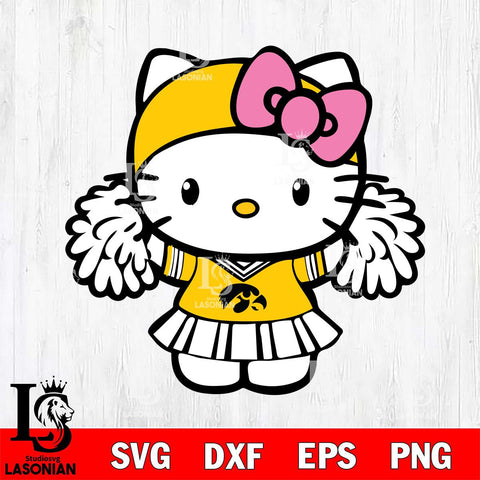 Iowa Hawkeyes Hello Kitty Cheerleader 5 Svg Eps Dxf Png File, Digital Download, Instant Download