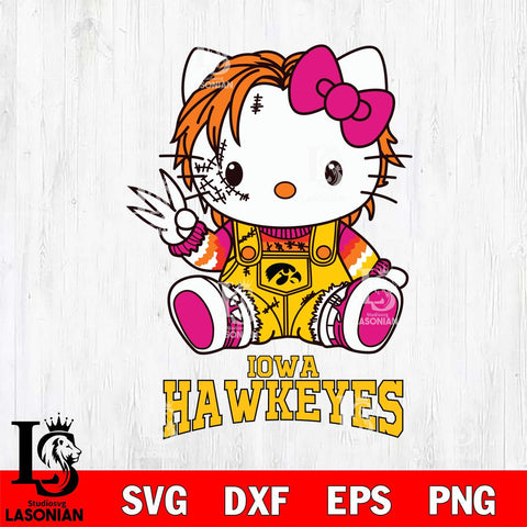 Iowa Hawkeyes Hello Kitty Horror Svg Eps Dxf Png File, Digital Download