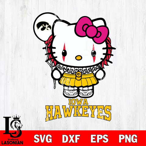 Iowa Hawkeyes Hello Kitty Horror 7 Svg Eps Dxf Png File, Digital Download