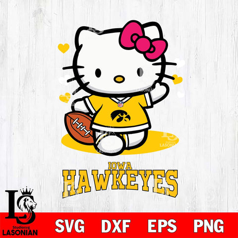 Iowa Hawkeyes Hello Kitty NCAA 3 Svg Eps Dxf Png File, Digital Download, Instant Download