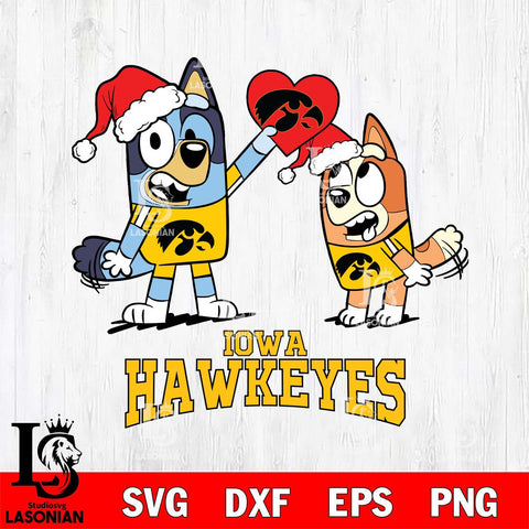 Iowa Hawkeyes Love Bluey Christmas Svg Eps Dxf Png File, Digital Download