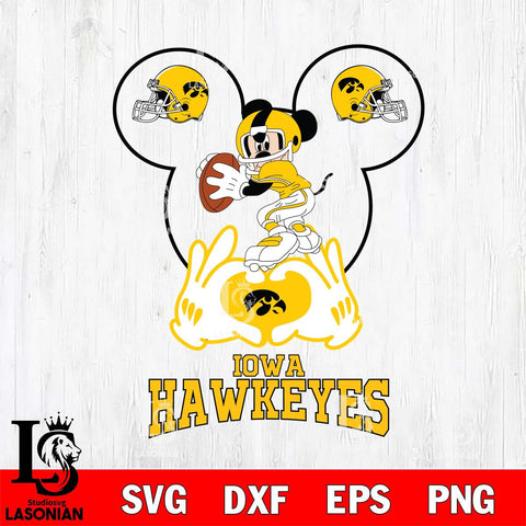 Iowa Hawkeyes Mickey Heart Rugby Svg Eps Dxf Png File, Digital Download ,Instant Download, Cricut File