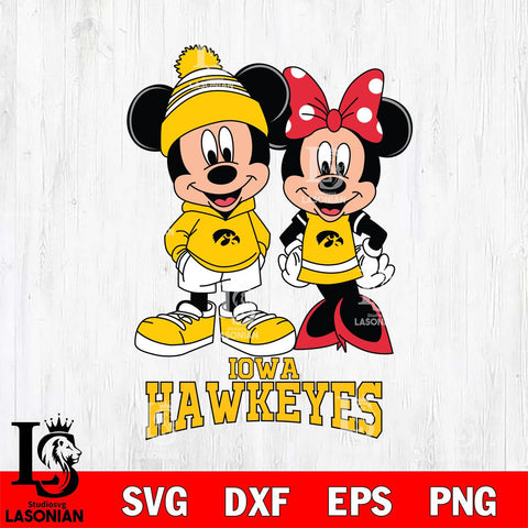 Iowa Hawkeyes Mickey Minnie Mouse Cute Football Svg Eps Dxf Png File, NCAA svg , File Cut , Digital Download , Instant Download, Cut Svg Files