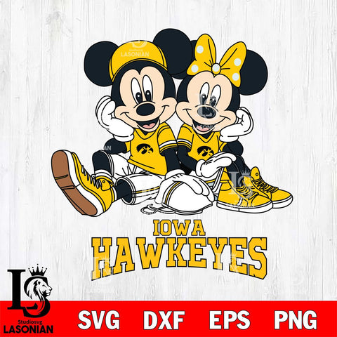 Iowa Hawkeyes Mickey Minnie Mouse Football Sit Svg Eps Dxf Png File, NCAA svg , File Cut , Digital Download , Instant Download, Cut Svg Files