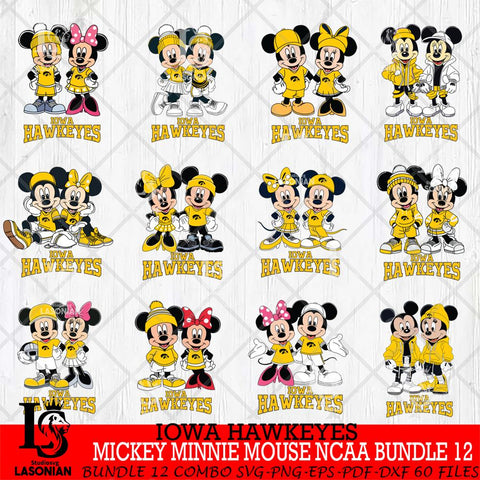 Iowa Hawkeyes Mickey Minnie Mouse NCAA Bundle 12 Svg Eps Dxf Png File, Bundle NCAA svg , File Cut , Digital Download , Instant Download, Cut Svg Files