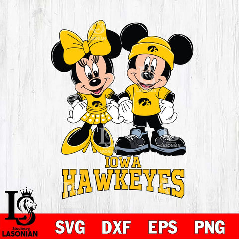 Iowa Hawkeyes Mickey Minnie Rugby ball Svg Eps Dxf Png File, NCAA svg , File Cut , Digital Download , Instant Download, Cut Svg Files