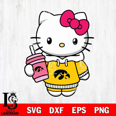 Iowa Hawkeyes Pretty Hello Kitty Svg Eps Dxf Png File, Digital Download, Instant Download