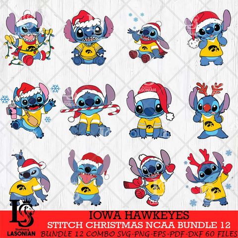 Iowa Hawkeyes Stitch Christmas NCAA Bundle 12 Svg Eps Dxf Png File, Digital Download, Instant Download