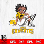 Iowa Hawkeyes #1 Black Fan Girl Betty Boop, Svg Eps Dxf Png File, Digital Download