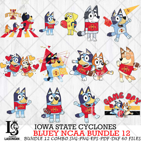 Iowa State Cyclones Bluey NCAA Bundle 12 Svg Eps Dxf Png File, Digital Download, Instant Download