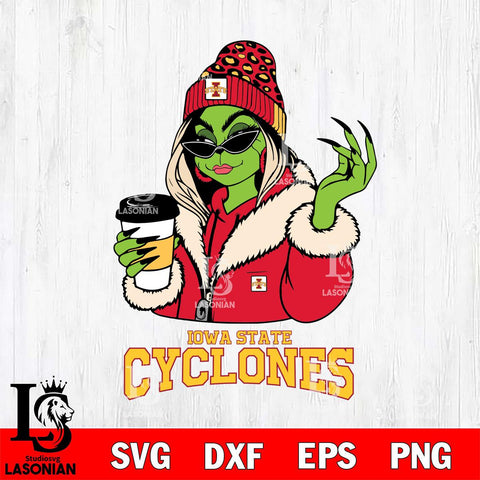 Iowa State Cyclones Boujee Grinch Girls Christmas Cut Files Cricut, Svg Dxf Eps Png file, Digital download , Silhouette