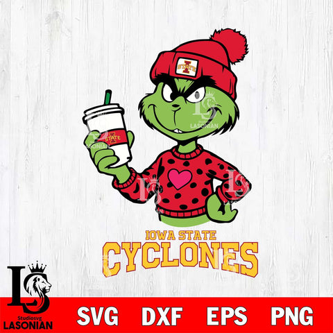 Iowa State Cyclones Boujee Grinch Heart Christmas Cut Files Cricut, Svg Dxf Eps Png file, Digital download , Silhouette