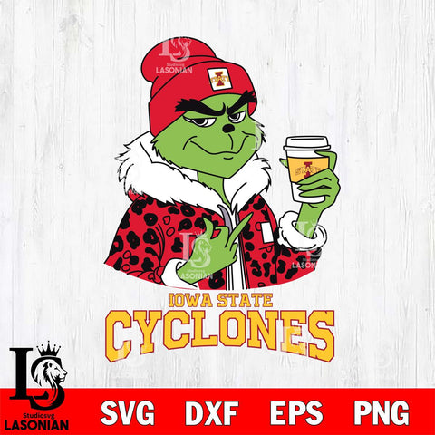 Iowa State Cyclones Boujee Grinch Leopard Christmas Cut Files Cricut, Svg Dxf Eps Png file, Digital download , Silhouette