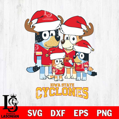 Iowa State Cyclones Christmas Bluey Santa Family Cut Files,Bluey Cricut,Christmas Svg , Bluey svg , Digital Download, dxf eps png pdf file