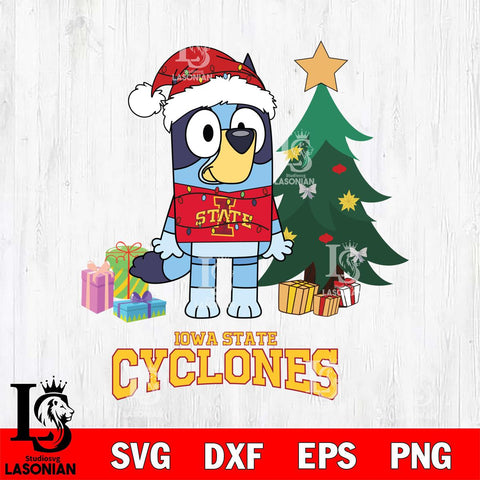 Iowa State Cyclones Christmas Bluey Tree Sport Cut Files,Bluey Cricut,Christmas Svg , Bluey svg , Digital Download, dxf eps png pdf file