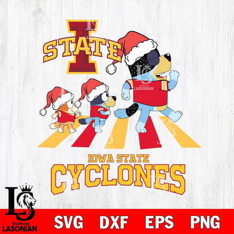 Iowa State Cyclones Christmas Family Bluey Walking Cut Files,Bluey Cricut,Christmas Svg , Bluey svg , Digital Download, dxf eps png pdf file