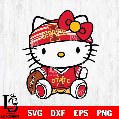 Iowa State Cyclones Cute Hello Kitty Football 12 Svg Eps Dxf Png File, NCAA svg, Digital Download, Instant Download