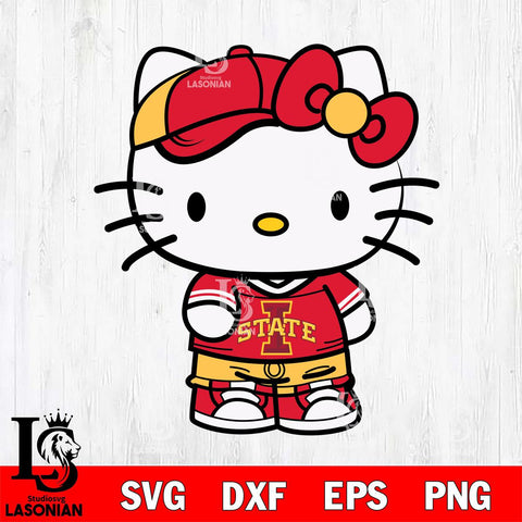 Iowa State Cyclones Cute Hello Kitty Football 2 Svg Eps Dxf Png File, NCAA svg, Digital Download, Instant Download