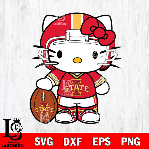 Iowa State Cyclones Cute Hello Kitty Football 3 Svg Eps Dxf Png File, NCAA svg, Digital Download, Instant Download