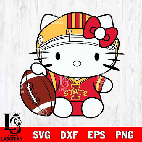 Iowa State Cyclones Cute Hello Kitty Football 5 Svg Eps Dxf Png File, NCAA svg, Digital Download, Instant Download