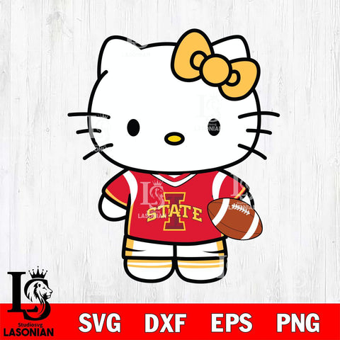 Iowa State Cyclones Cute Hello Kitty Football 8 Svg Eps Dxf Png File, NCAA svg, Digital Download, Instant Download