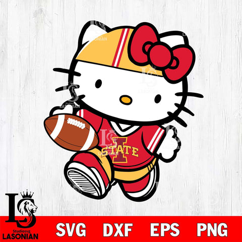 Iowa State Cyclones Cute Hello Kitty Football 9 Svg Eps Dxf Png File, NCAA svg, Digital Download, Instant Download