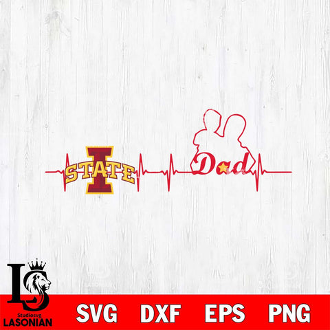 Iowa State Cyclones Father Heart Beat Svg Eps Dxf Png File, Digital Download, Instant Download