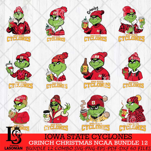 Iowa State Cyclones Grinch Christmas NCAA Bundle 12 Svg Eps Dxf Png File,Cricut files, Digital Download, Instant Download