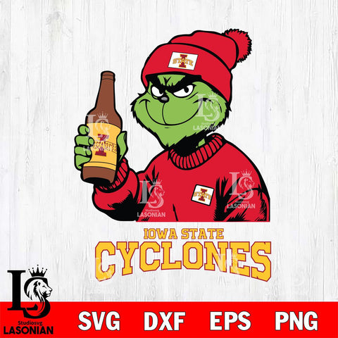 Iowa State Cyclones Grinch Drinking Beer Christmas Cut Files Cricut, Svg Dxf Eps Png file, Digital download , Silhouette