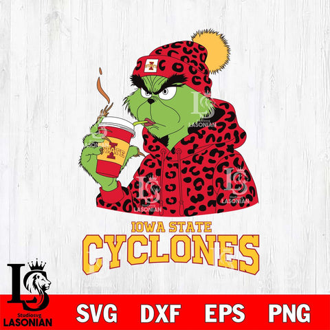 Iowa State Cyclones Grinch Leopard Christmas Cut Files Cricut, Svg Dxf Eps Png file, Digital download , Silhouette