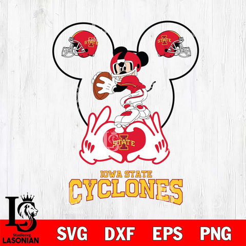 Iowa State Cyclones Mickey Heart Rugby Svg Eps Dxf Png File, Digital Download ,Instant Download, Cricut File